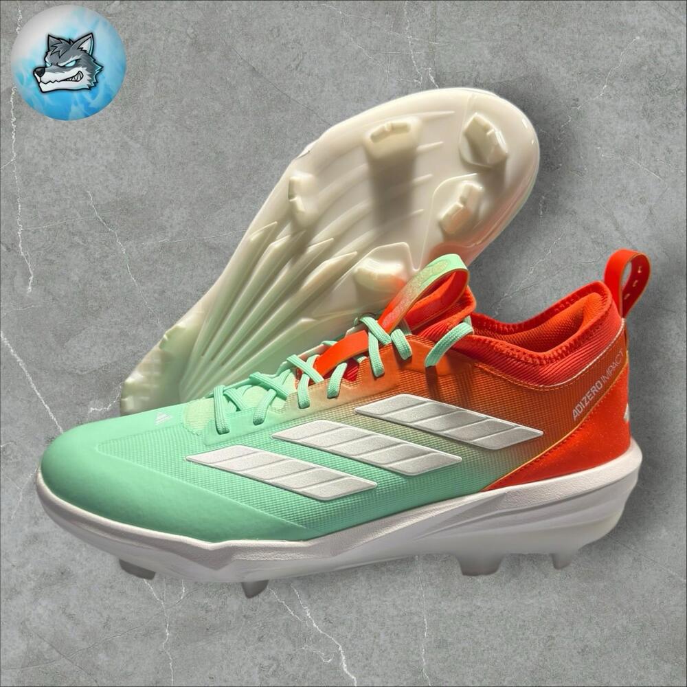 Adidas Men's Adizero TPU Candy Baseball Cleats Orange Green White JR7825 Size 15